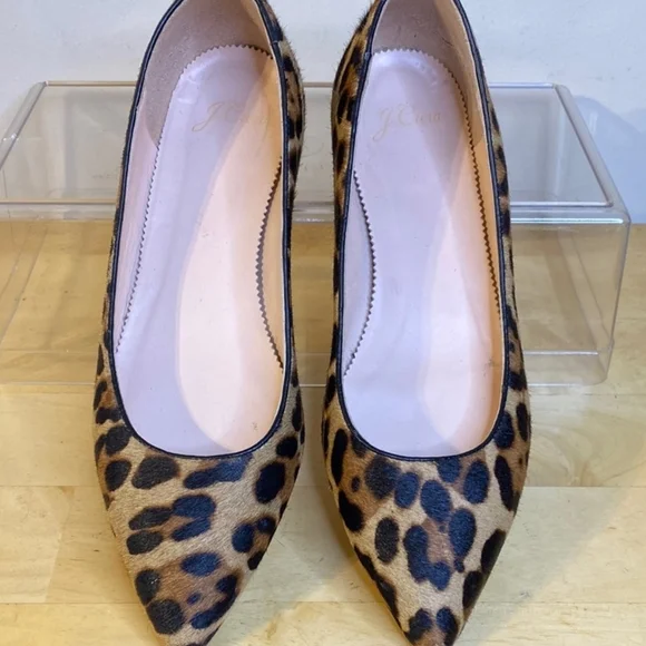 J.CREW Leopard Pointed Toe Flats, Calf Hair - Picture 3 of 10